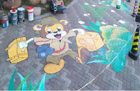 龙州夏季画地面彩绘会遇到的问题