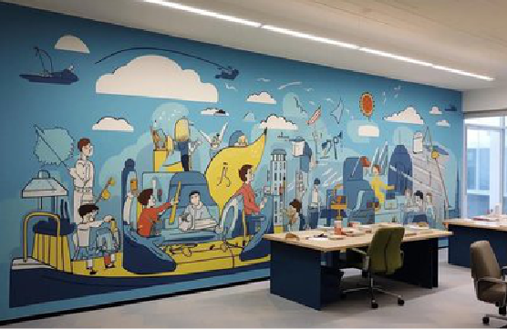龙州办公室墙绘的特点。